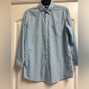 johnnie-O Light Blue and White Gingham shirt size 16